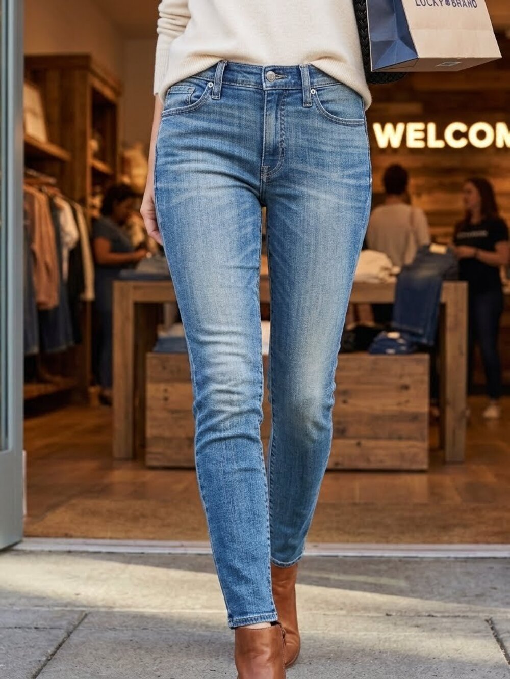 Lucky Brand Medium Wash Raw Edge Hayden Skinny Casual Denim Jeans 3144